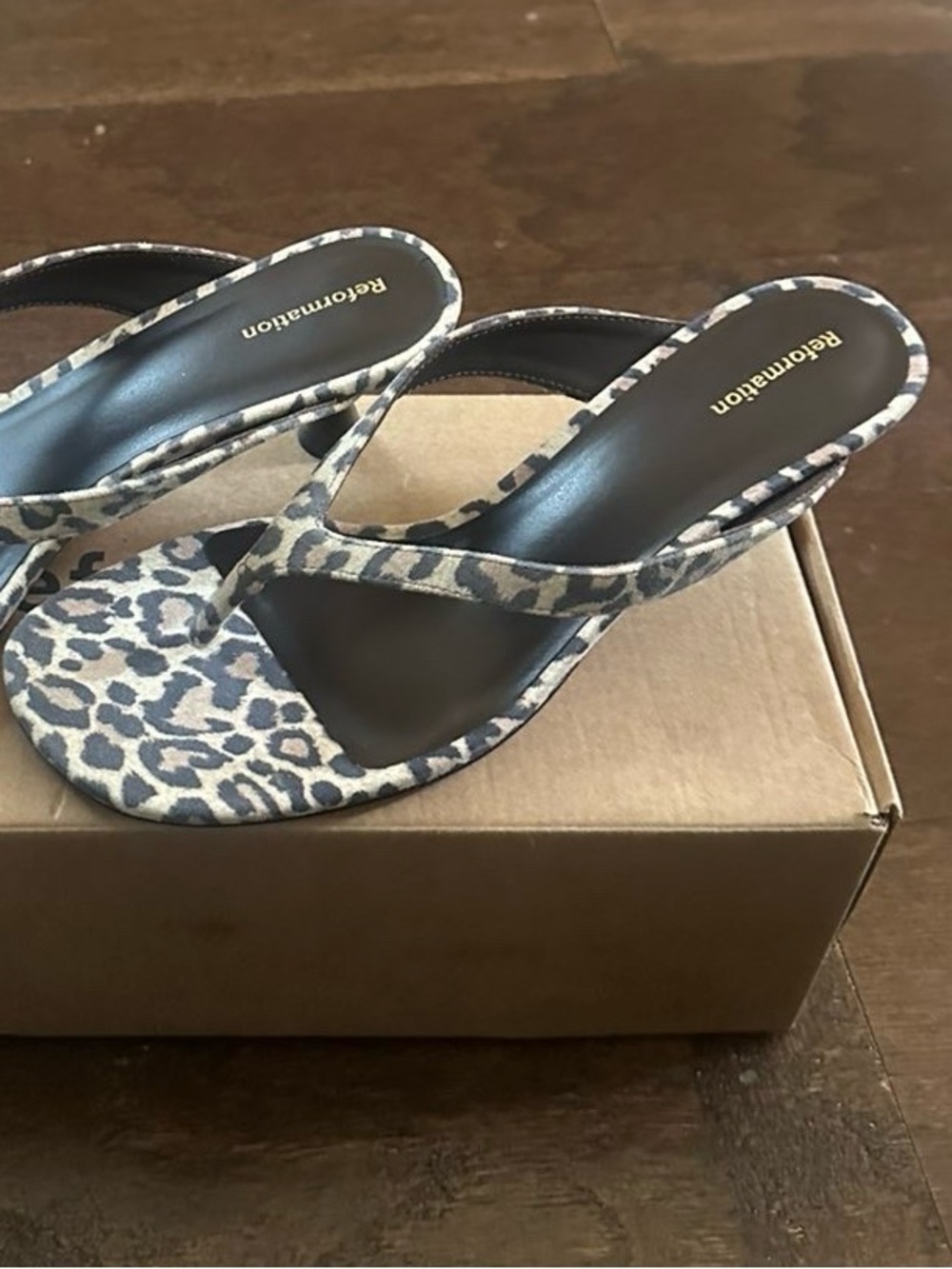 Reformation Sophie 50MM Leopard-Print Suede Sandals 7.5 Brand New - Picture 10 of 14